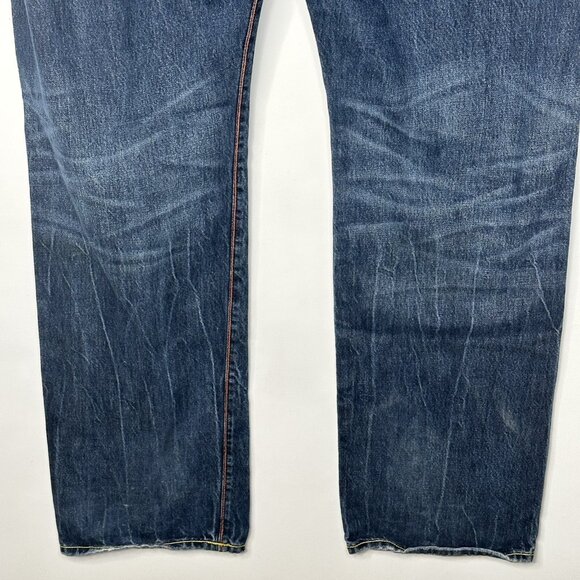 The Year Of Pig Mens Jeans Distressed Gold Silver Embroidered Straight 40x34 - Picture 8 of 16